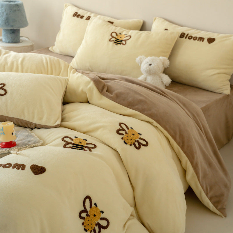 Flauschiges Bettwäsche-Set aus Milchfaser-Fleece für Kinder