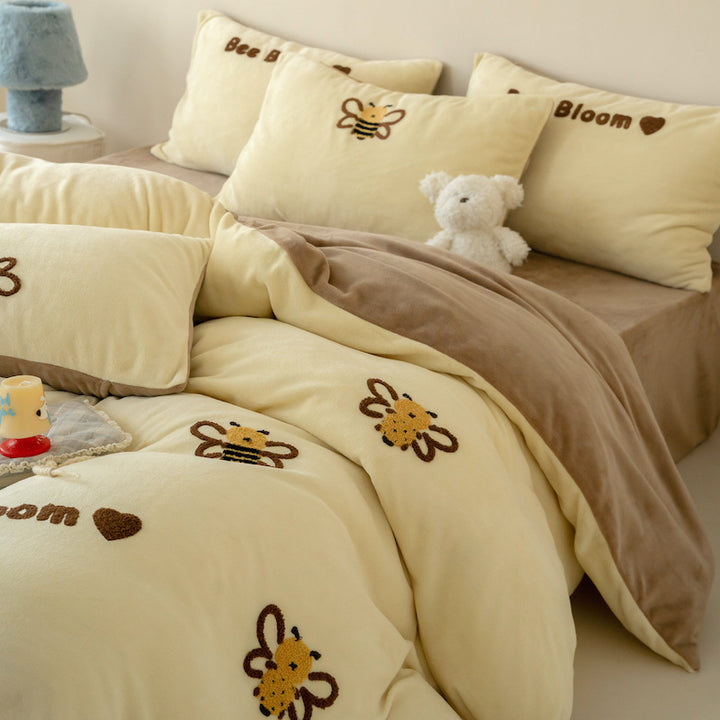 Flauschiges Bettwäsche-Set aus Milchfaser-Fleece für Kinder