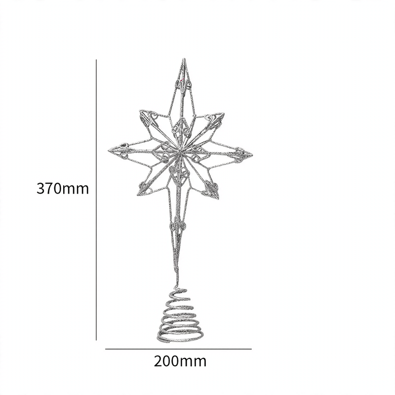 Weihnachtsbaum-Spitze Stern, achtzackig, durchbrochen