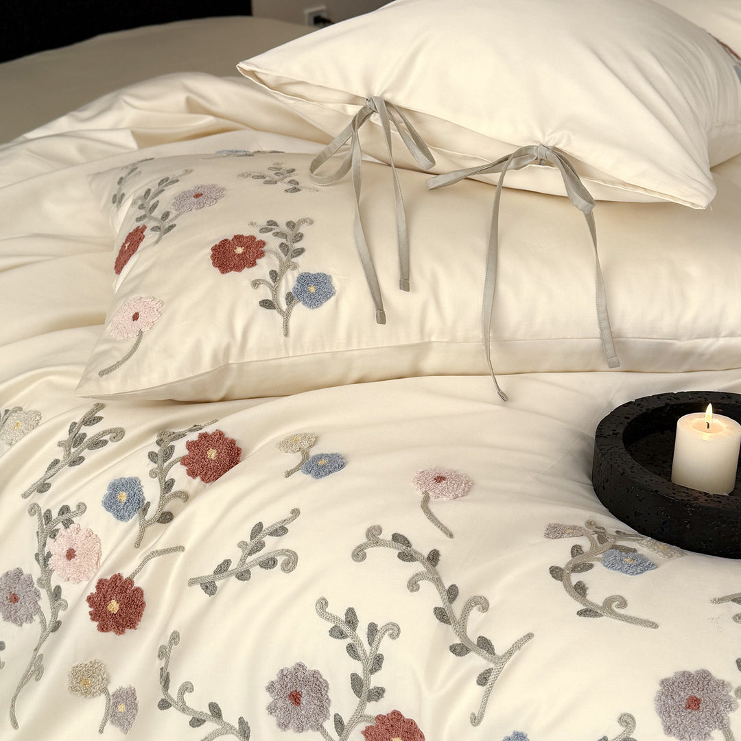 Luxus-Bettwäsche-Set, 100er Langstapelbaumwolle, bestickt, 4-teilig