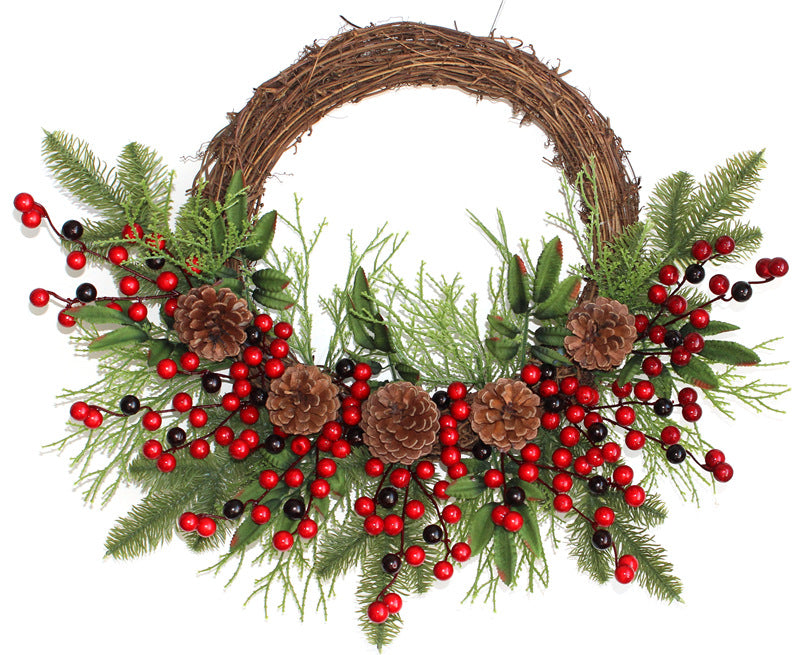 Weihnachtskranz mit Tannenzapfen und Beeren, 50 cm