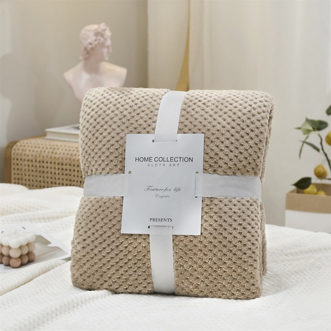 Flauschige Flanell-Decke mit Waffelstruktur