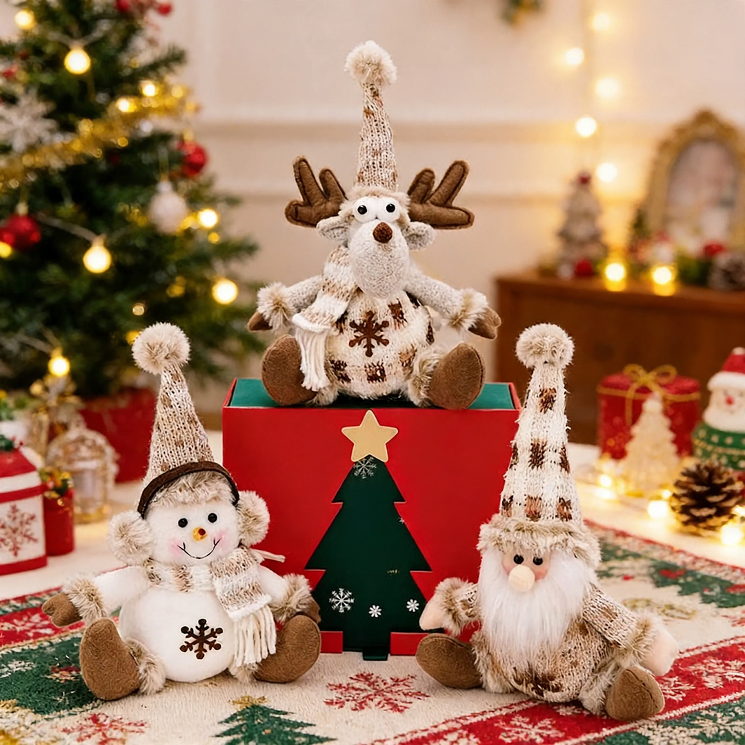 Weihnachts-Wichtel-Set: Weihnachtsmann, Schneemann, Rentier