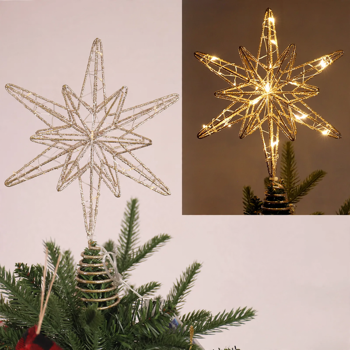Weihnachtsbaumspitze Stern aus Eisen und Stoff