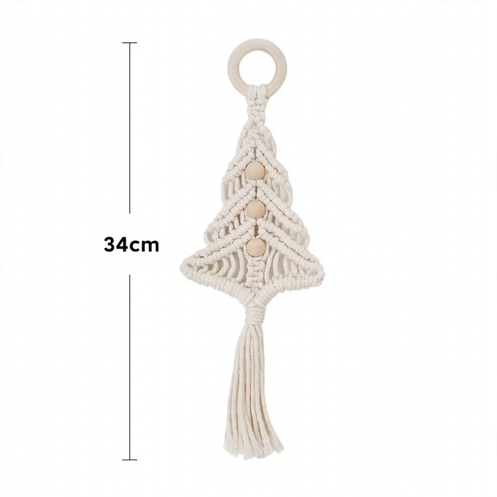 Handgefertir Weihnachtsbaum-Wandbehang aus Baumwollseil