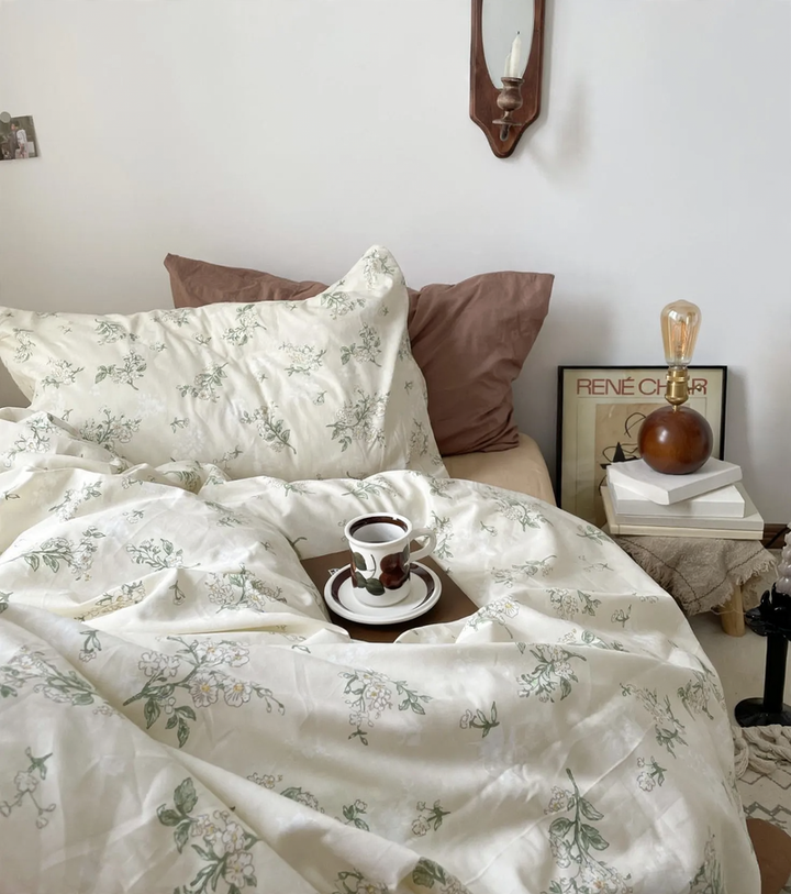 Bettwäsche-Set aus Baumwolle, Blumenmuster