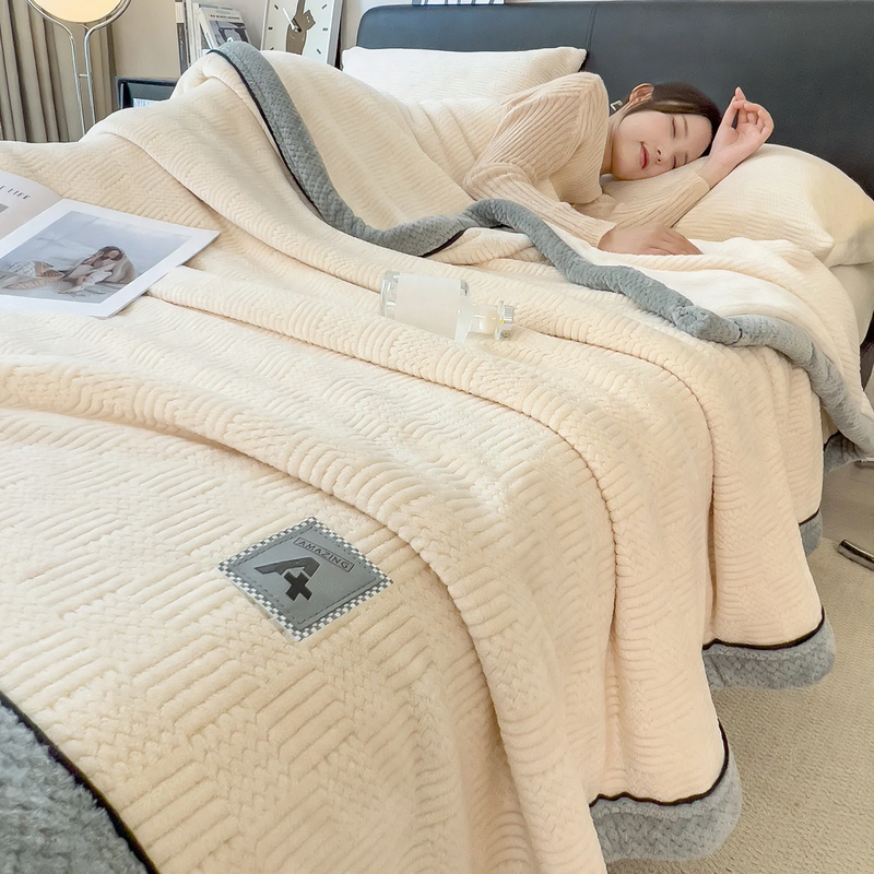 Doppellagige Milchfaser-Fleece-Decke, kuschelig und warm