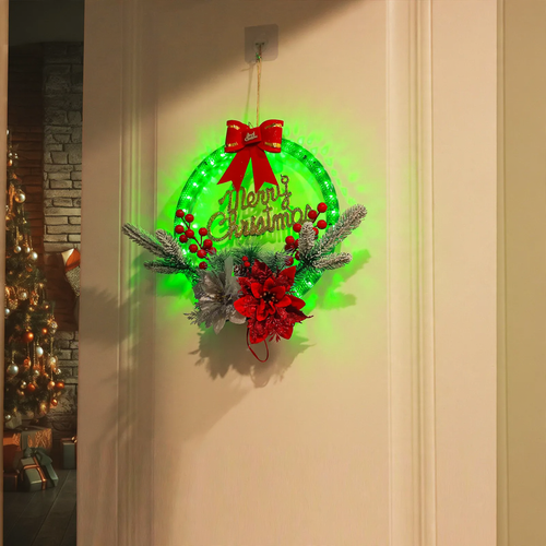 Beleuchteter Weihnachtskranz mit LED-Licht