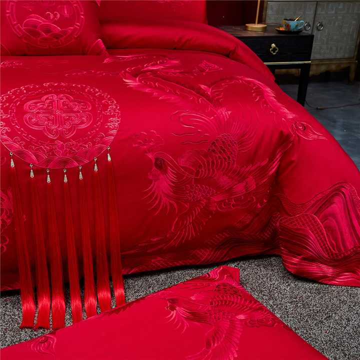 Hochzeitsbettwäsche-Set, Langstapelbaumwolle
