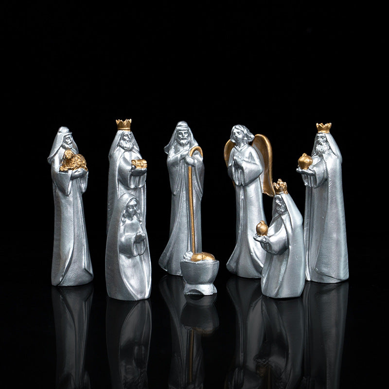 Krippenfiguren-Set aus Kunstharz, 8-teilig