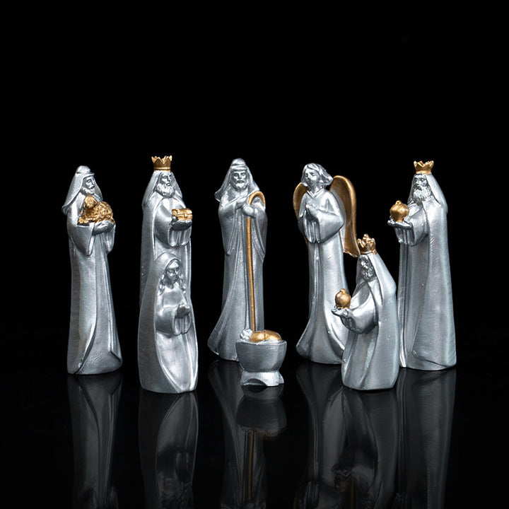 Krippenfiguren-Set aus Kunstharz, 8-teilig