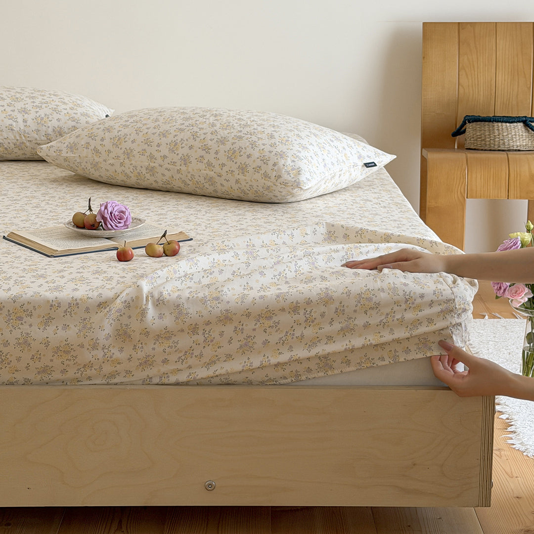 Spannbettlaken aus Baumwoll-Gaze, florales Design