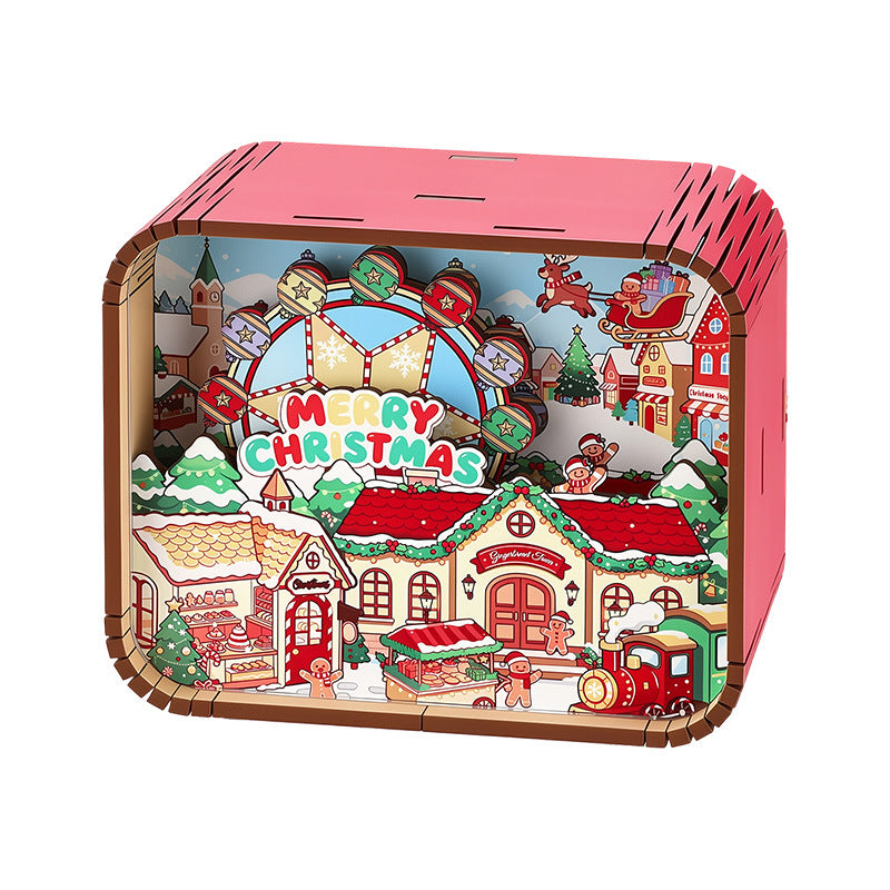 Holz-Spieluhr mit weihnachtlichem Motiv
