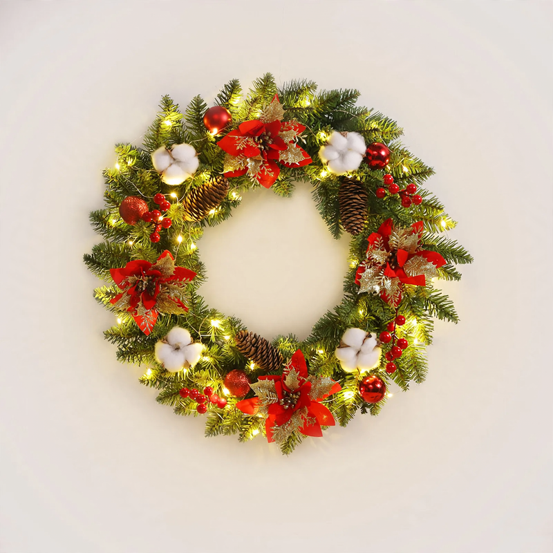 Weihnachtskranz mit Kugeln und Blumen, verschiedene Größen