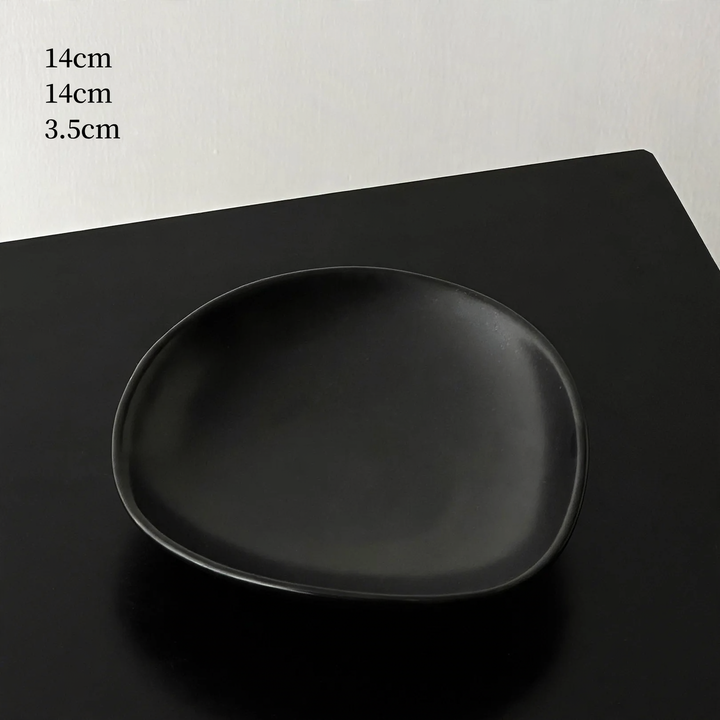 Runder Kunststofftablett, Creme und Schwarz