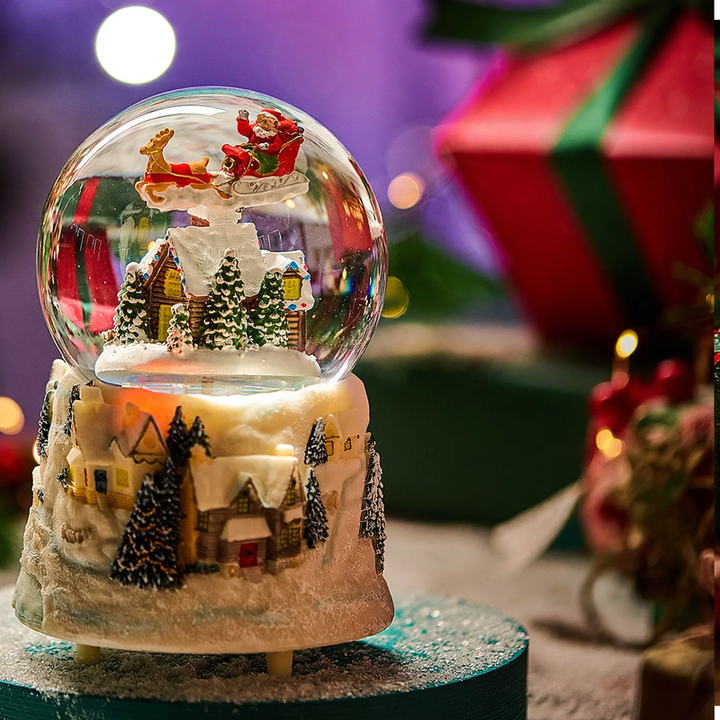 Weihnachtsmann-Glaskugel mit Musik und Licht