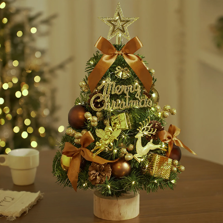Beflockter Mini-Weihnachtsbaum mit Holzsockel, 45-60 cm