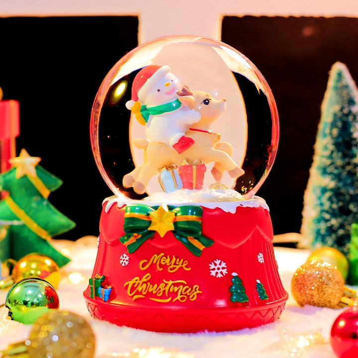 Weihnachtliche Schneekugel mit Licht, Musik und Schneeeffekt