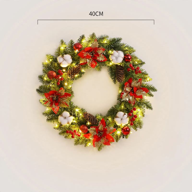 Weihnachtskranz mit Kugeln und Blumen, verschiedene Größen