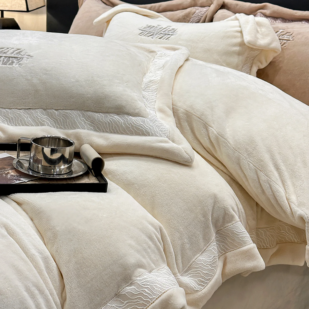 Milchfleece-Bettwäsche-Set, unifarben, wärmend