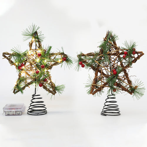Weihnachtsbaum-Spitzenstern aus Rattan