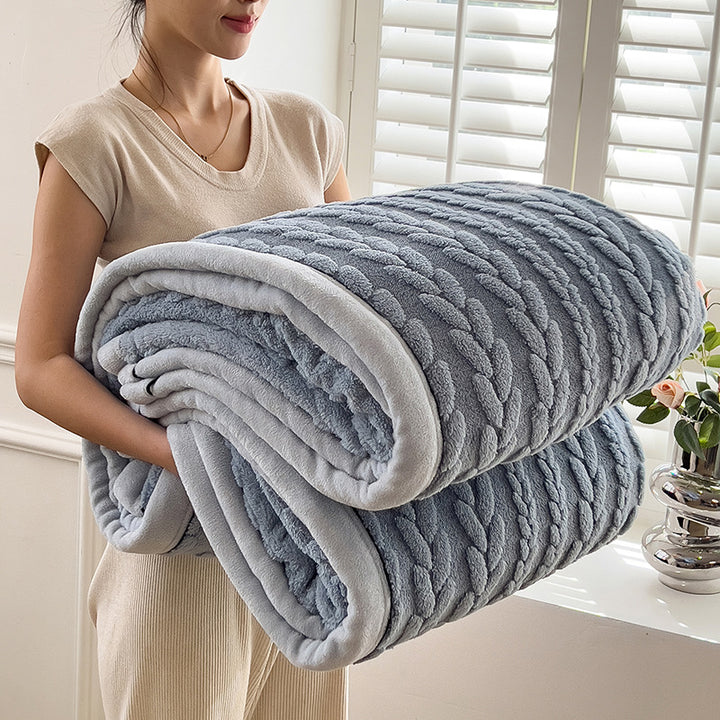 Milchfaser-Fleece Wohndecke mit Ähren-Muster, verschiedene Größen