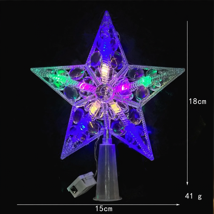 Beleuchteter Weihnachtsbaum-Spitzenstern aus Kunststoff