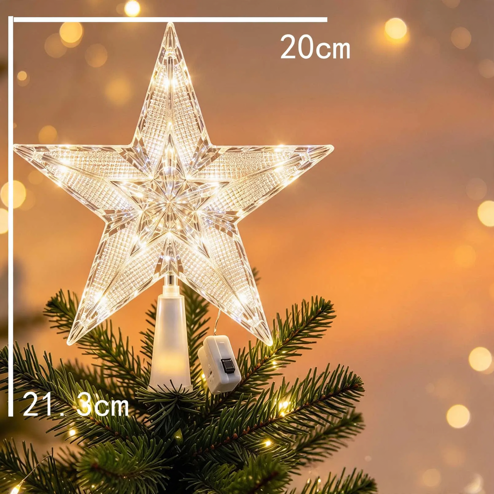 Beleuchteter Weihnachtsbaum-Spitzenstern aus PVC