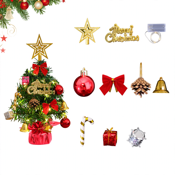 Mini-Weihnachtsbaum aus PVC, 30 cm, mit Beleuchtung