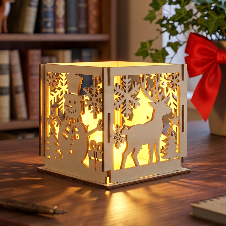 Weihnachtliche Holz-Lampenschirm-Dekoration