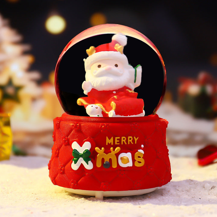 Weihnachts-Spieluhr mit Glaskugel und Lichteffekten