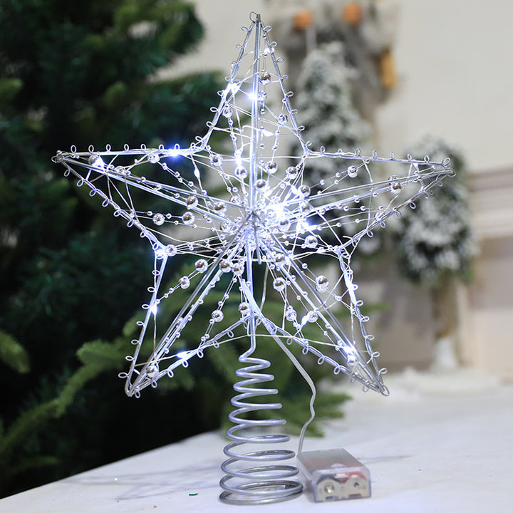 Weihnachtsbaum-Spitze Stern 25cm mit Perlenkette und Licht