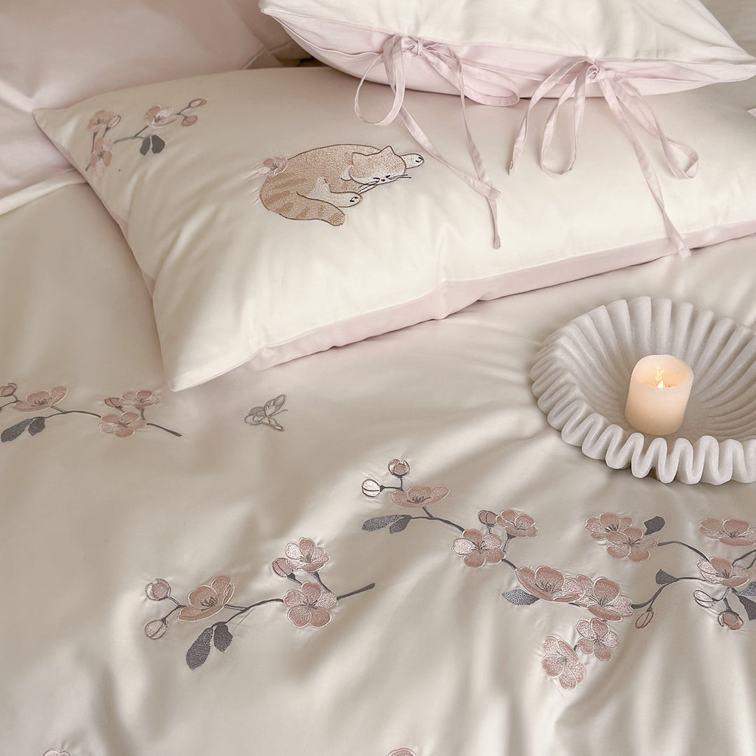 Baumwoll-Bettwäsche-Set, 100s Satin, bestickt