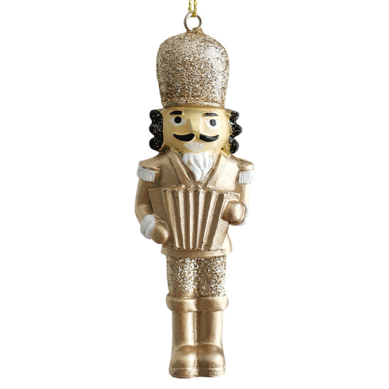 Goldener Nussknacker-Anhänger aus Kunstharz für den Weihnachtsbaum