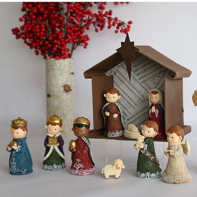 Weihnachtskrippen-Set aus Naturharz