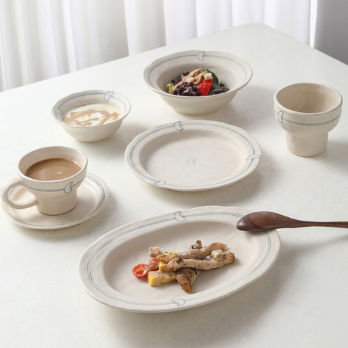 Vintage-Geschirrset aus Keramik, rustikales Design