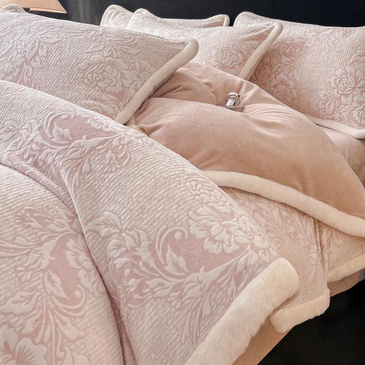 Milchfaser-Fleece Bettwäsche-Set, winterwarm, geometrisches Muster