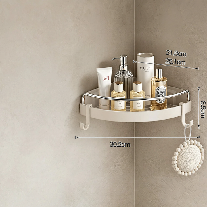 Dreieck-Eckregal für Badezimmer, Kunststoff und Aluminium