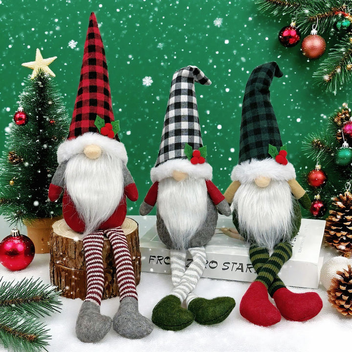 Weihnachts-Wichtel mit langen Beinen, sitzende Dekofigur