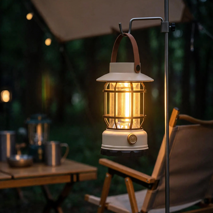 LED-Campinglampe mit Akku und Notlichtfunktion