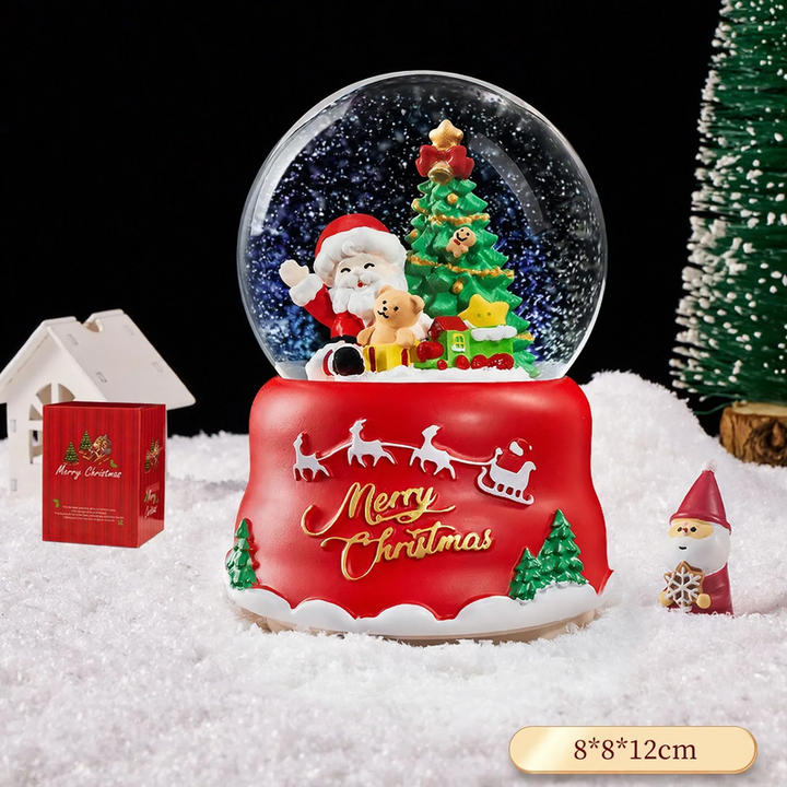 Weihnachtliche Schneekugel mit Spieluhr und Kutschen-Design