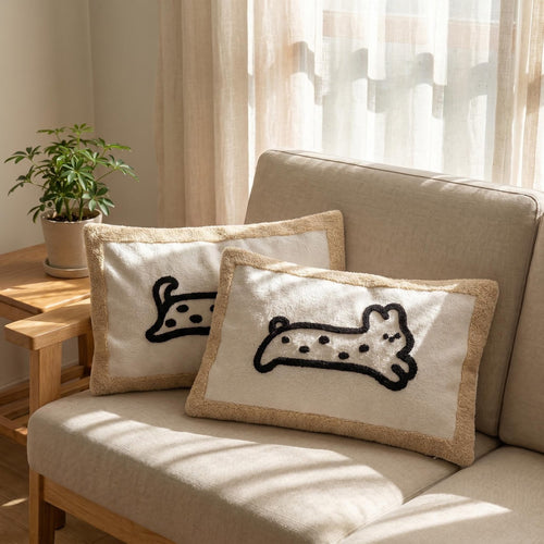 Lendenkissen mit Tiermotiven, Polyester, mit Quasten