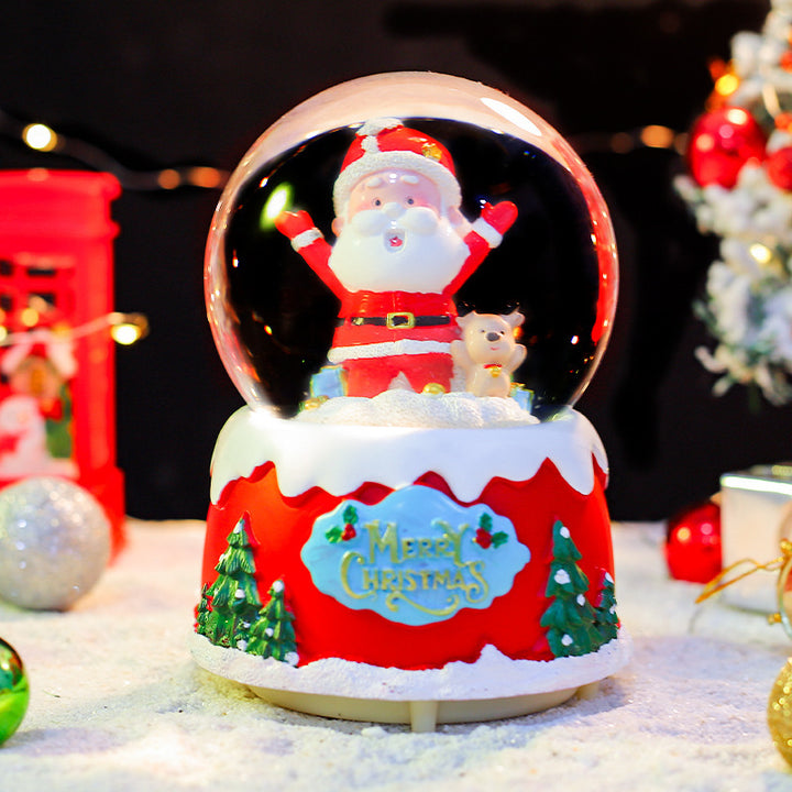Weihnachtliche Schneekugel mit Musik und Licht