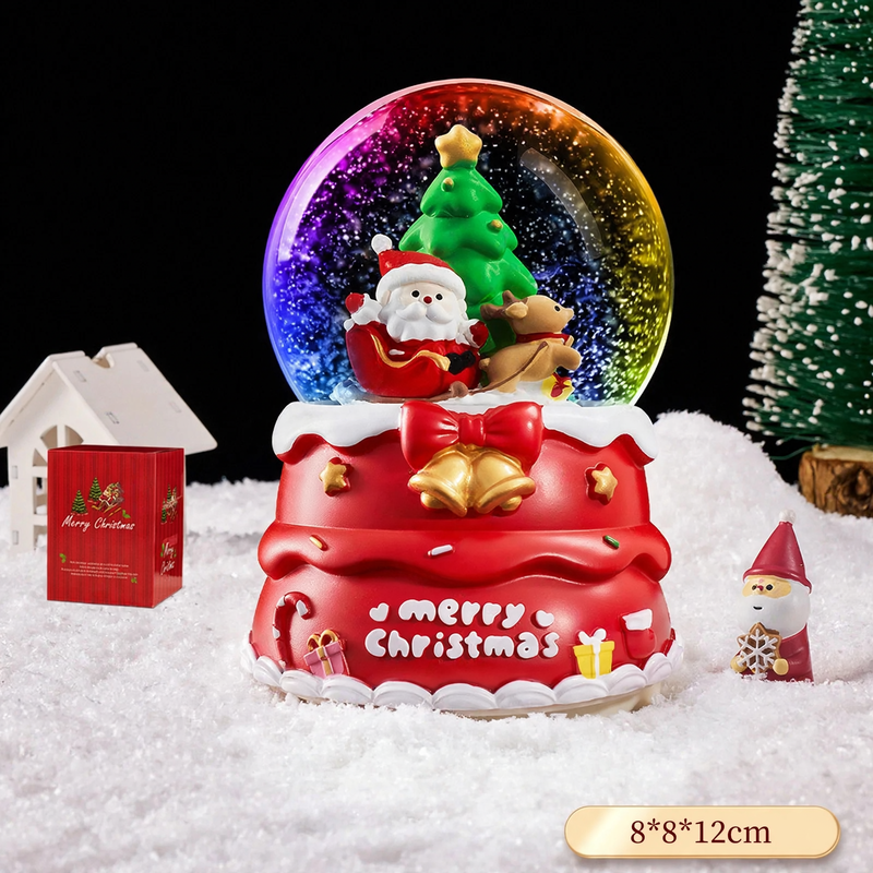 Weihnachtliche Schneekugel mit Spieluhr und Kutschen-Design