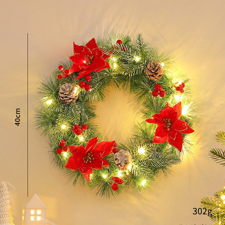 Dekorativer Weihnachtskranz mit Zapfen und LED