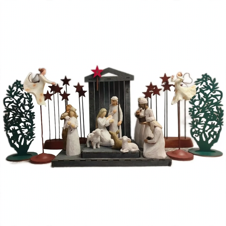 Weihnachtliche Krippenfiguren-Set aus Kunstharz