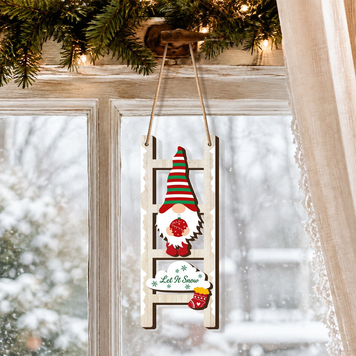Weihnachts-Wichtel Leiter-Anhänger aus Holz, 3er-Set