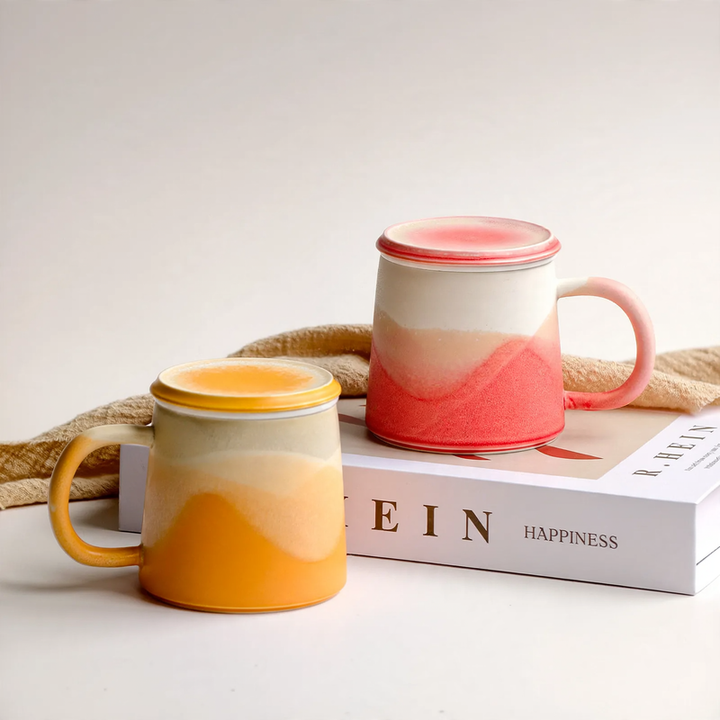 Keramik-Kaffeetasse mit Tee-Sieb, 350 ml
