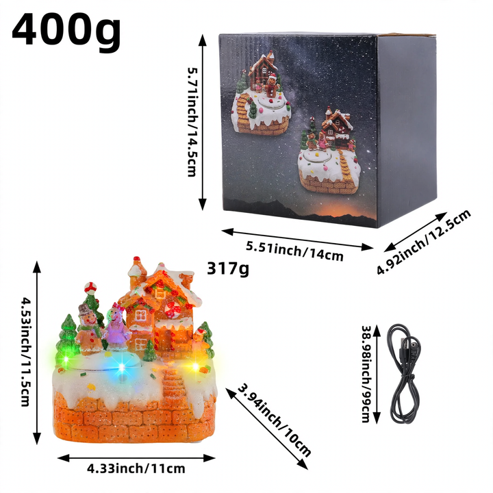 Miniatur-Spieluhr mit Lebkuchenmann und LED-Beleuchtung
