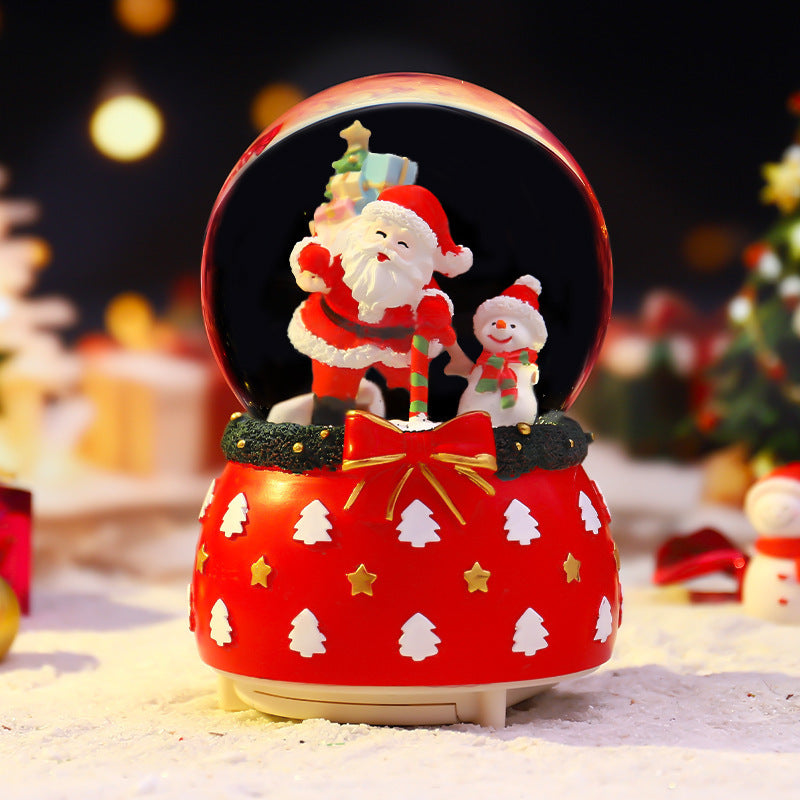 Weihnachts-Spieluhr mit Glaskugel und Schneeeffekt